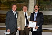 MATRIX Associate Director Wayne Dyksen, MSU Chapter President Burton A. Bargerstock, and MATRIX Director Mark Kornbluh - click to enlarge - opens in new window